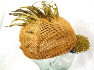 brass mesh embellished straw cap